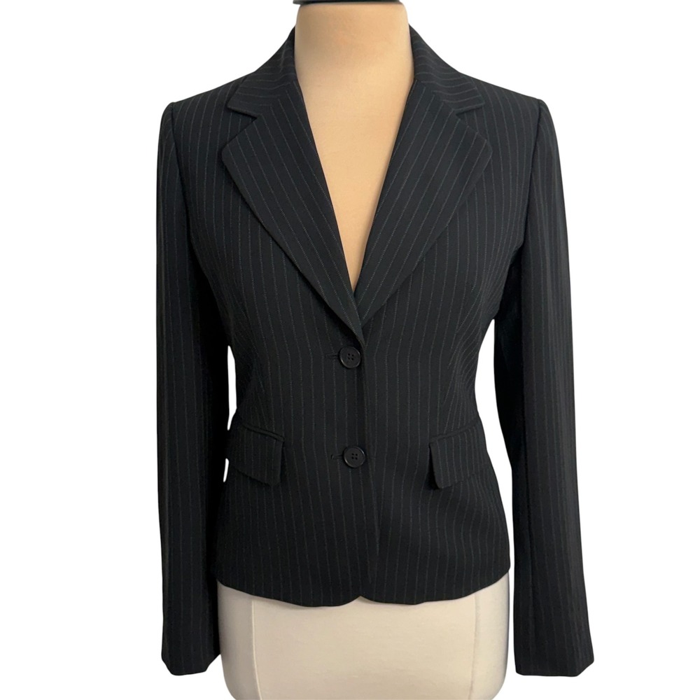 Ann Taylor Loft Women's Long Sleeve Black Pinstripe Blazer